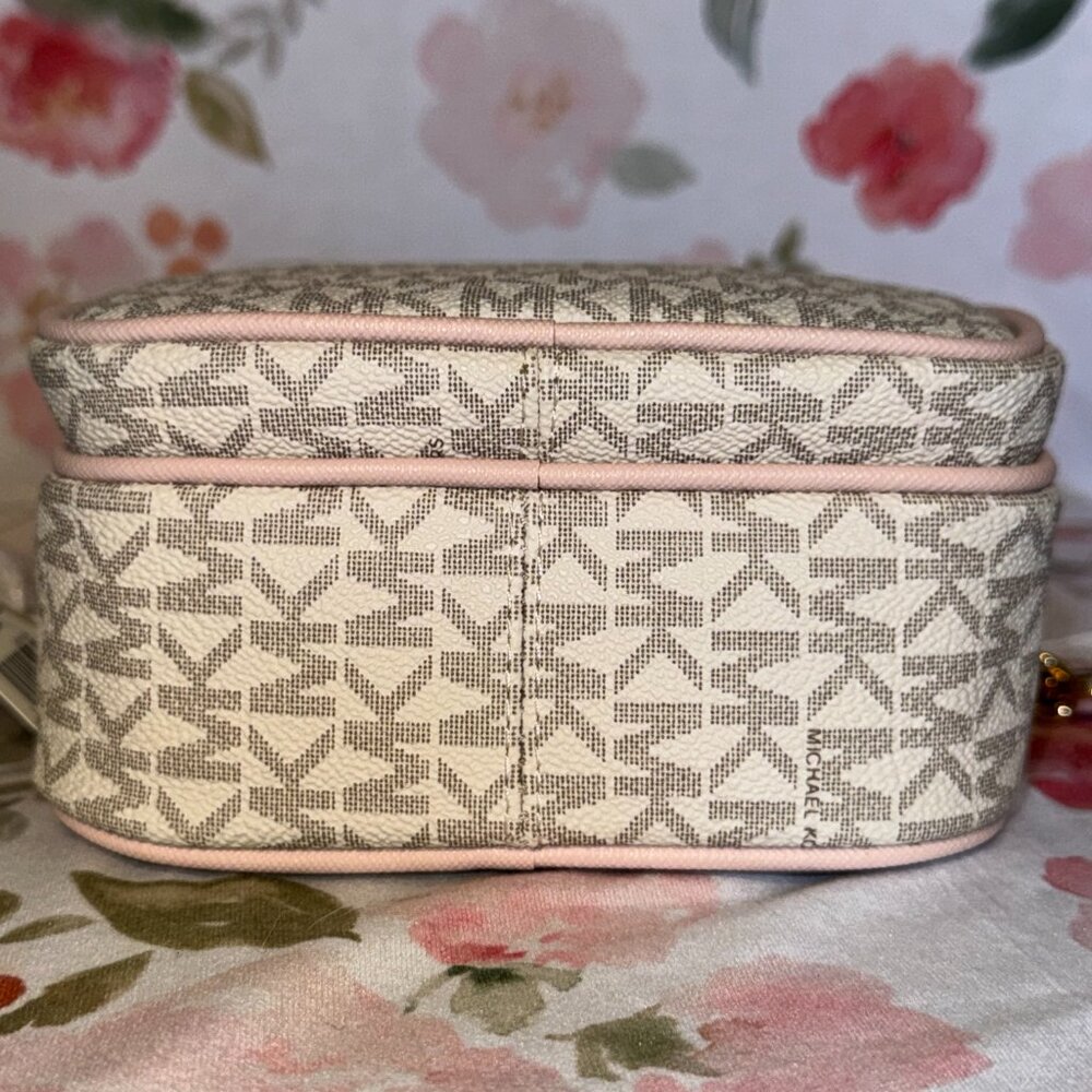 MICHAEL KORS Jet Set Logo Crossbody – Vanilla / Blush Pink Trim – BRAND NEW - Picture 8 of 9
